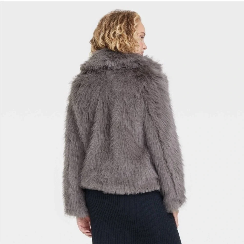 A new day Women’s Faux Fur Gray Jacket Size XS NWOT